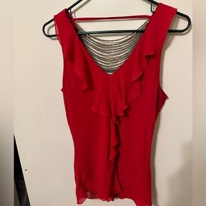Red sleeveless blouse